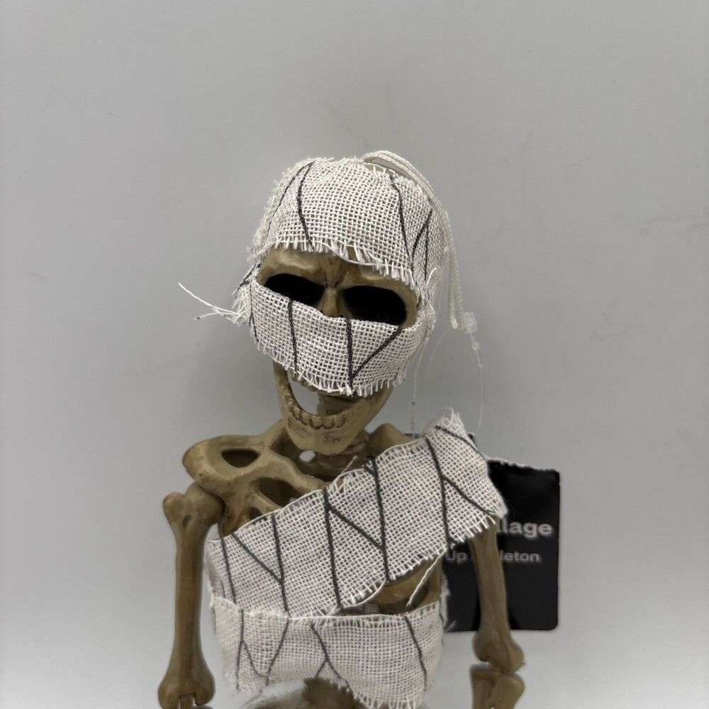 Halloween 16" Mummy Prop Dressed Up Skeleton Hanging Decor Party Gift Car NWT - Picture 2 of 6